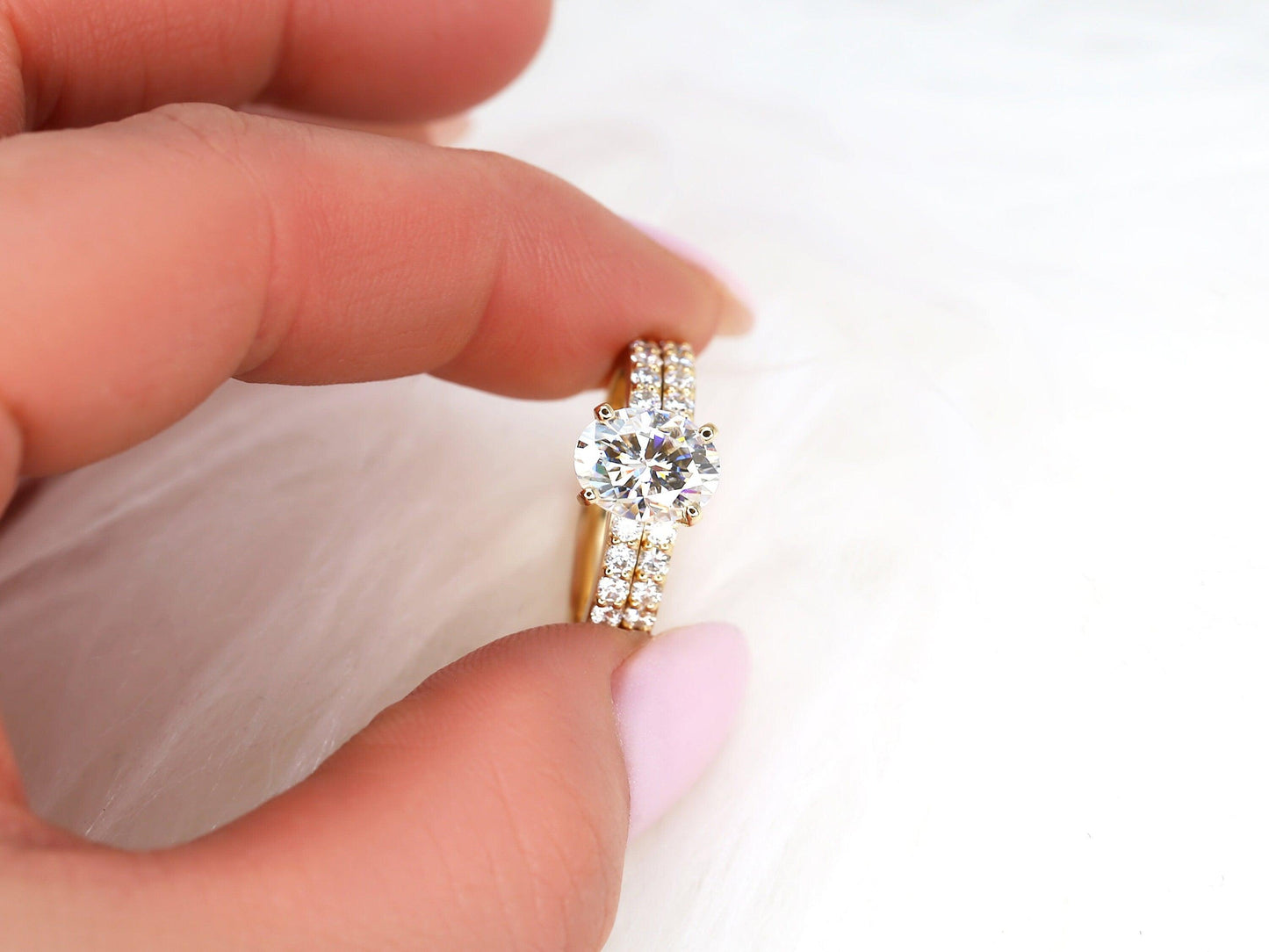 2 CT Oval Cut Bubble Halo & Pave Lab Grown Diamond Bridal Ring Set