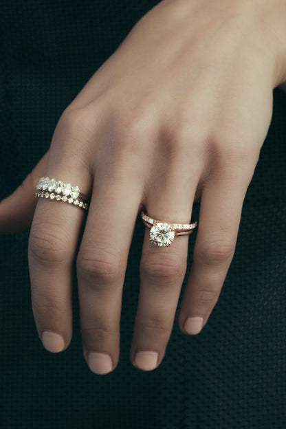 0.25 TCW Round Shaped Half Eternity Lab Grown Diamond Wedding Band