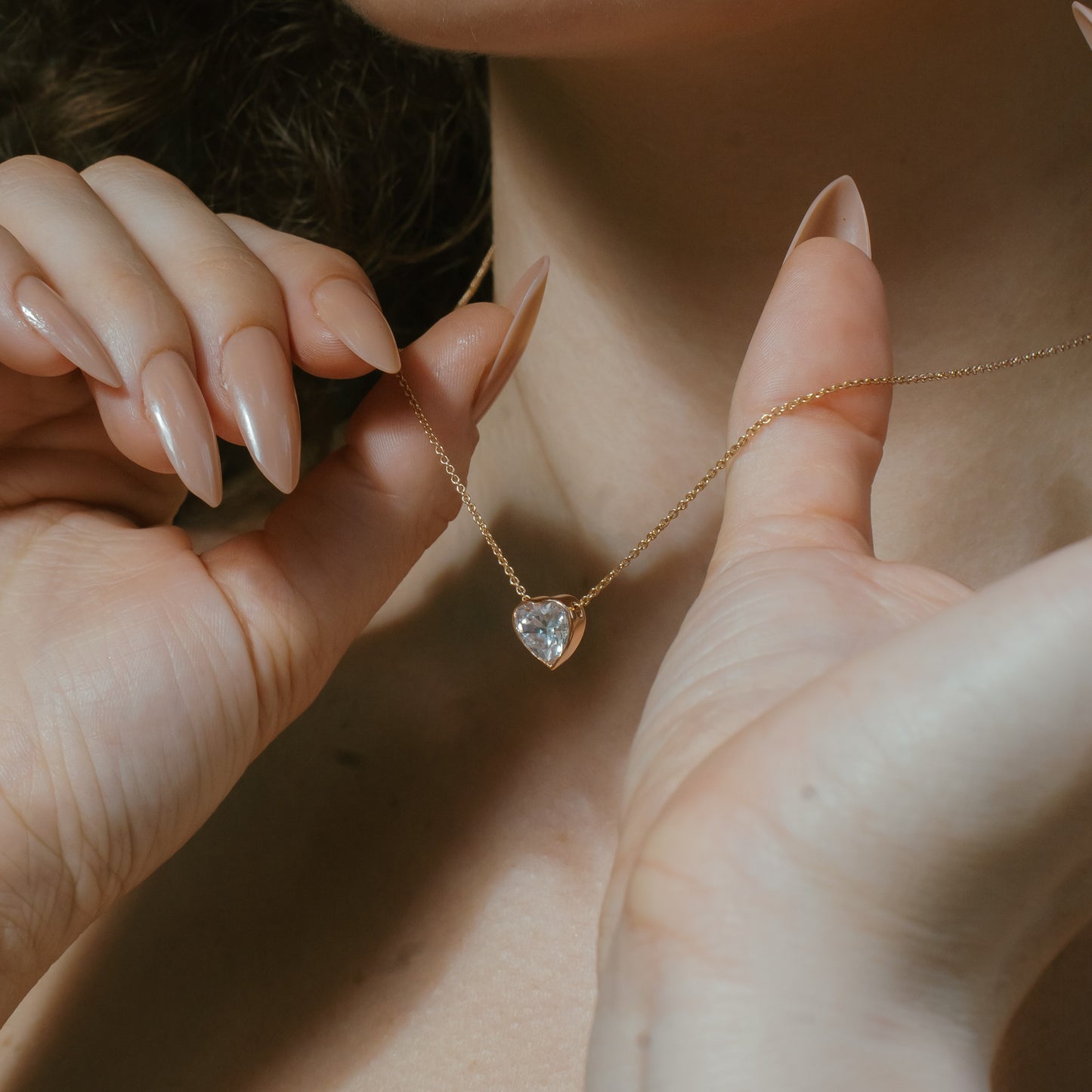 2.0 CT Heart Moissanite Diamond Solitaire Pendant Necklace in Solid Gold 5