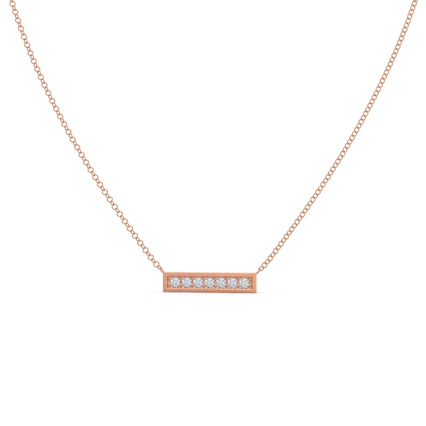 0.30 TCW Round Moissanite Diamond Bar Pendant Necklace in Solid Gold 7