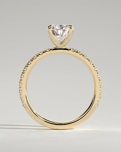 Round Halo, Pave & Split Shank Engagement Ring – 1.93 CT Lab Grown Diamond
