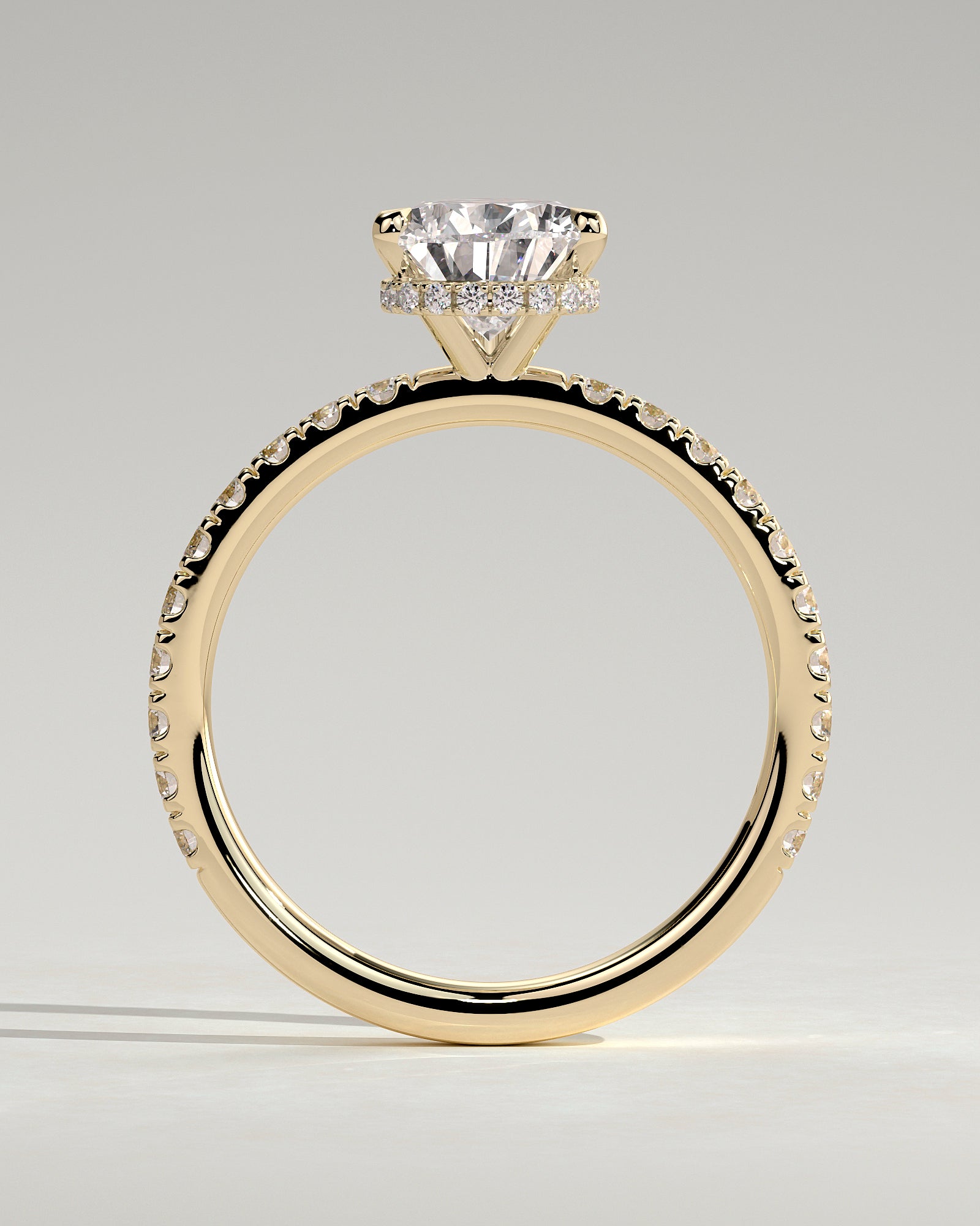 Round Halo, Pave & Split Shank Engagement Ring – 1.93 CT Lab Grown Diamond