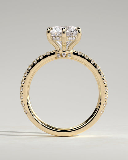 Round Halo, Pave & Split Shank Engagement Ring – 1.93 CT Lab Grown Diamond