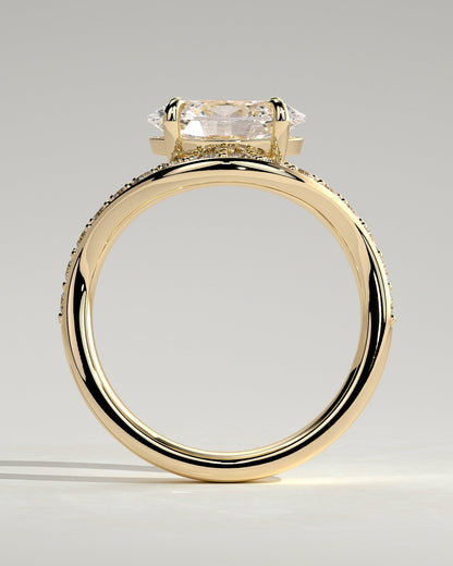 Round Halo, Pave & Split Shank Engagement Ring – 1.93 CT Lab Grown Diamond