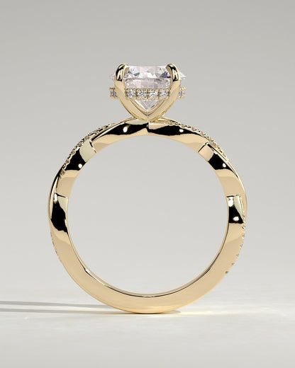Round Halo, Pave & Split Shank Engagement Ring – 1.93 CT Lab Grown Diamond