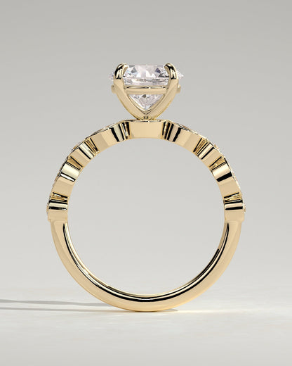 Round Halo, Pave & Split Shank Engagement Ring – 1.93 CT Lab Grown Diamond