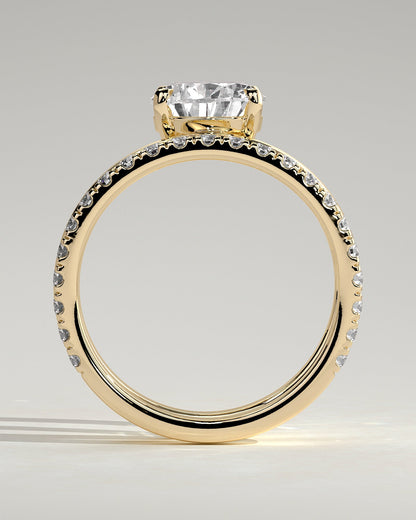 Round Halo, Pave & Split Shank Engagement Ring – 1.93 CT Lab Grown Diamond