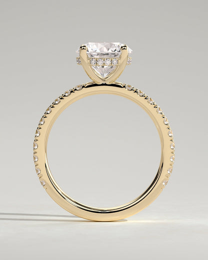 Round Halo, Pave & Split Shank Engagement Ring – 1.93 CT Lab Grown Diamond