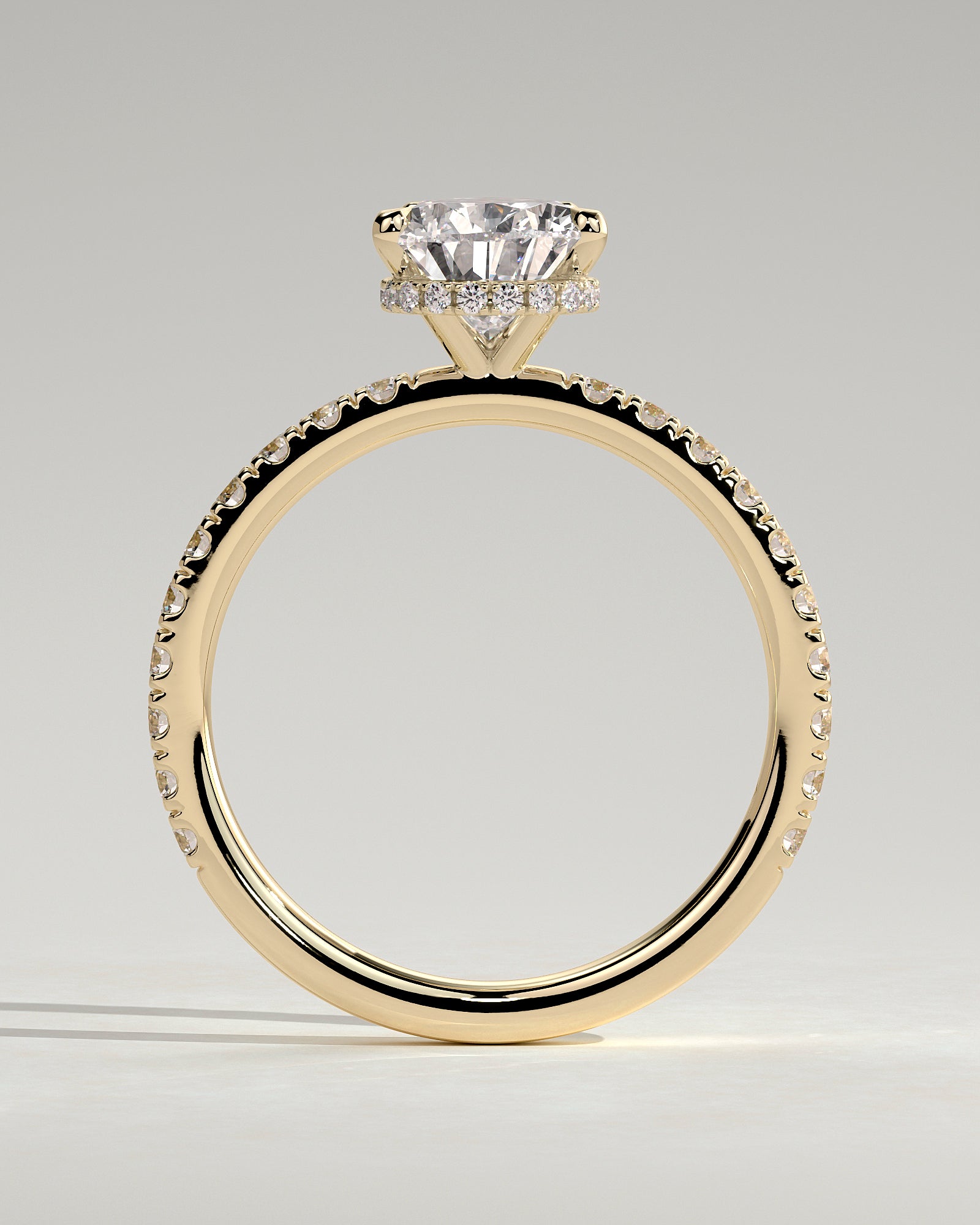 Round Halo, Pave & Split Shank Engagement Ring – 1.93 CT Lab Grown Diamond