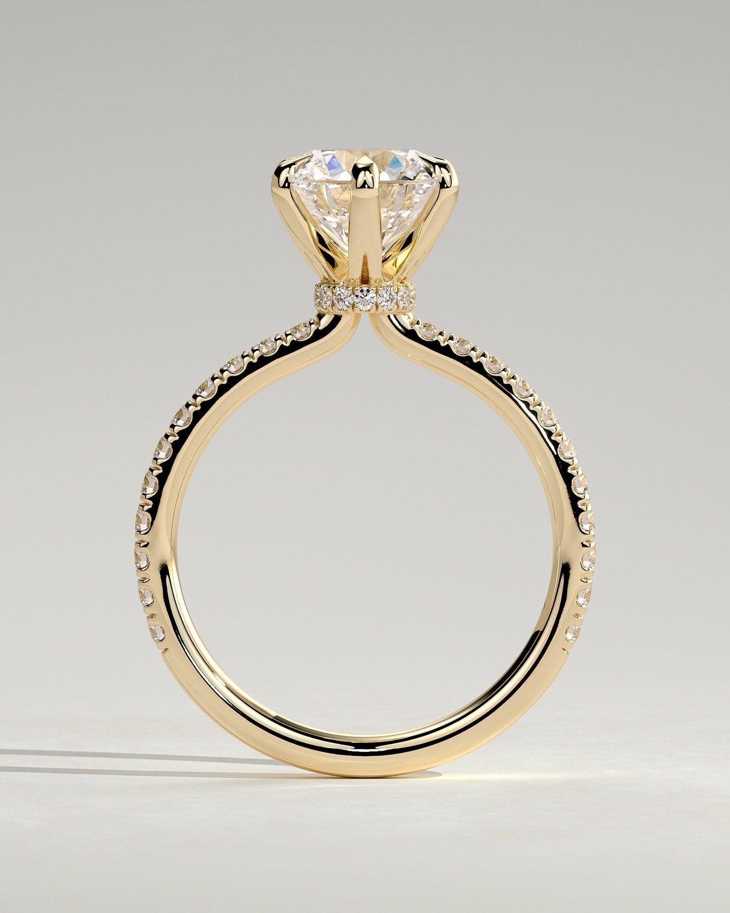 Round Halo, Pave & Split Shank Engagement Ring – 1.93 CT Lab Grown Diamond