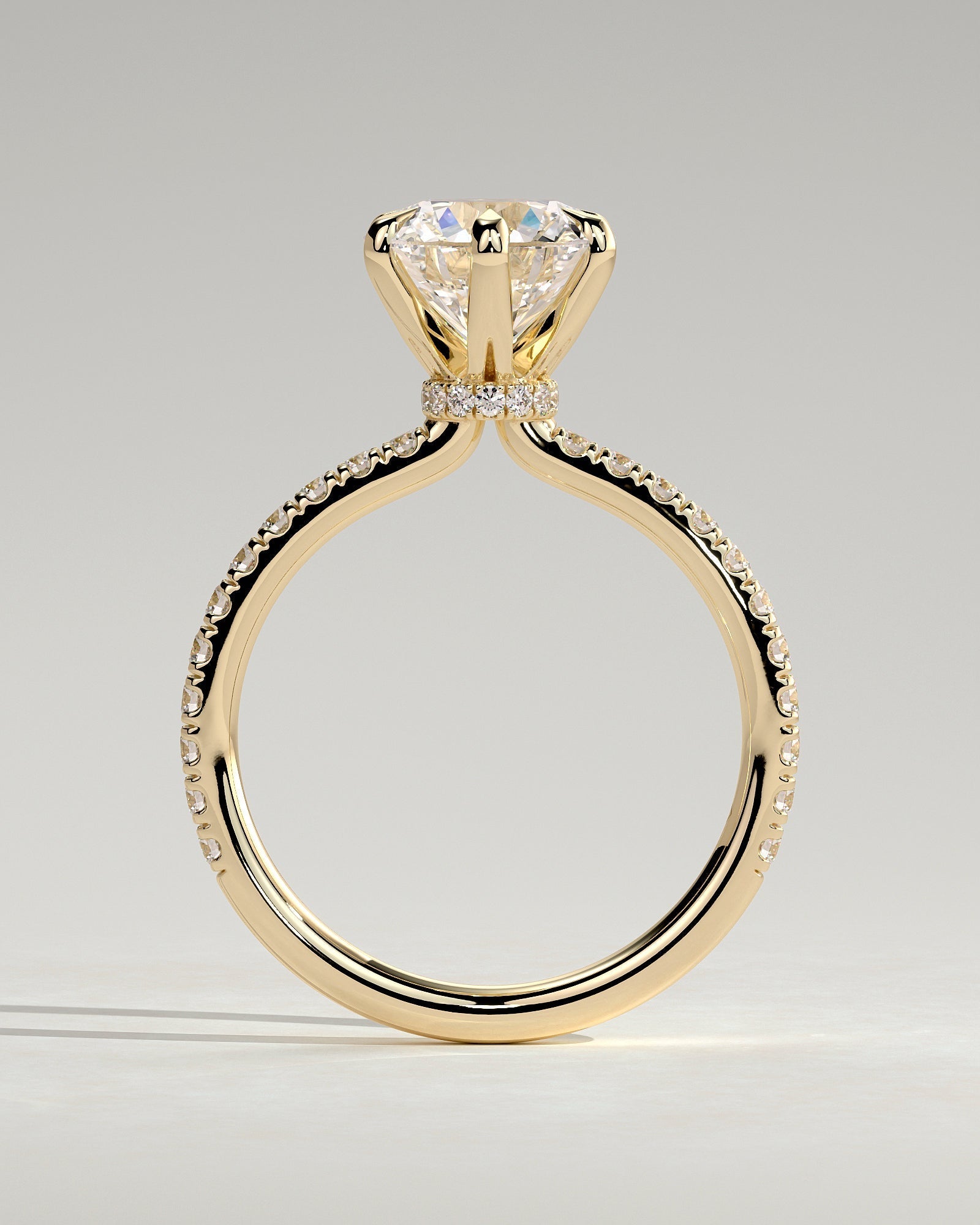 Round Halo, Pave & Split Shank Engagement Ring – 1.93 CT Lab Grown Diamond