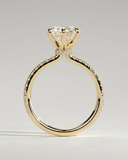 Round Halo, Pave & Split Shank Engagement Ring – 1.93 CT Lab Grown Diamond