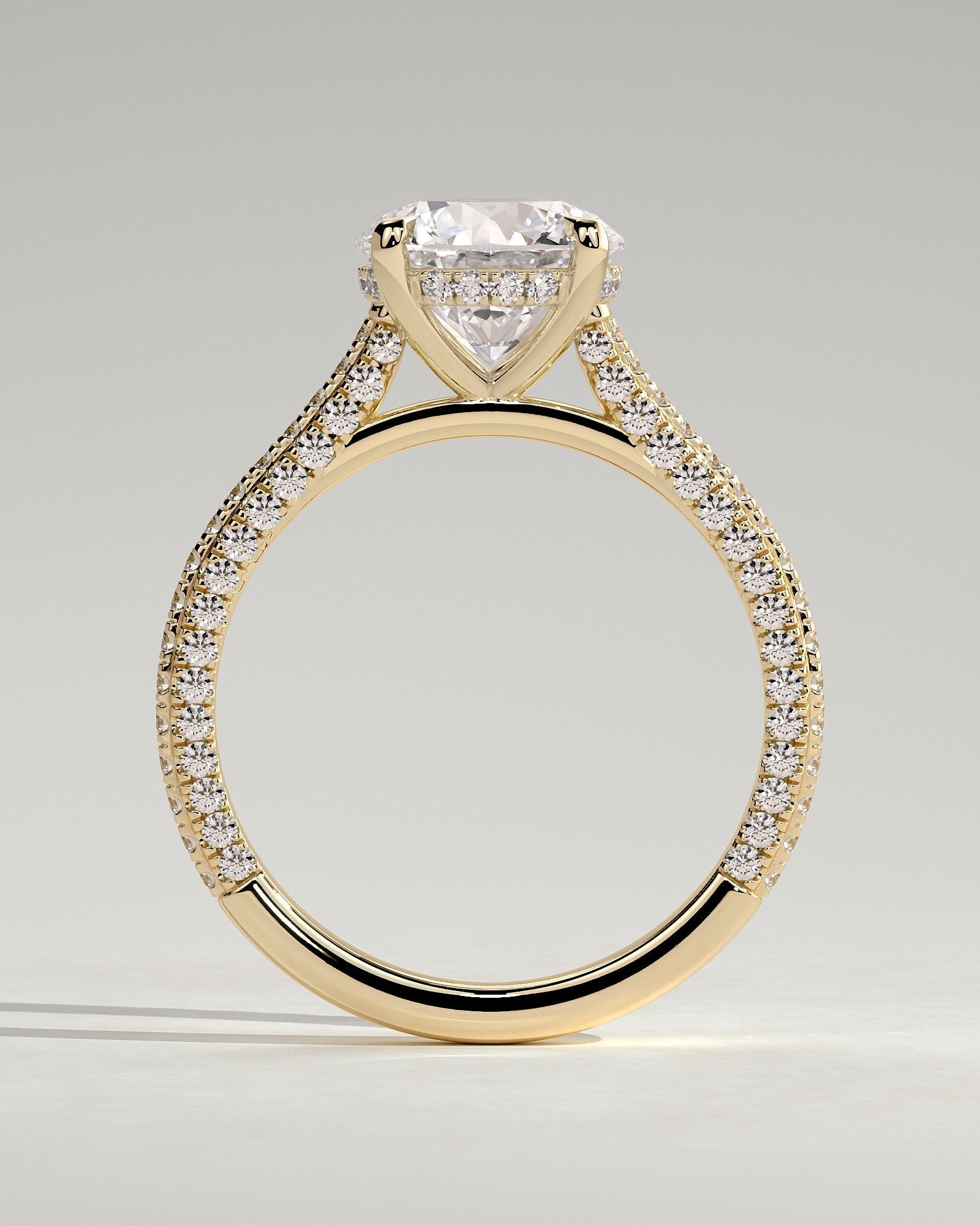 Round Halo, Pave & Split Shank Engagement Ring – 1.93 CT Lab Grown Diamond