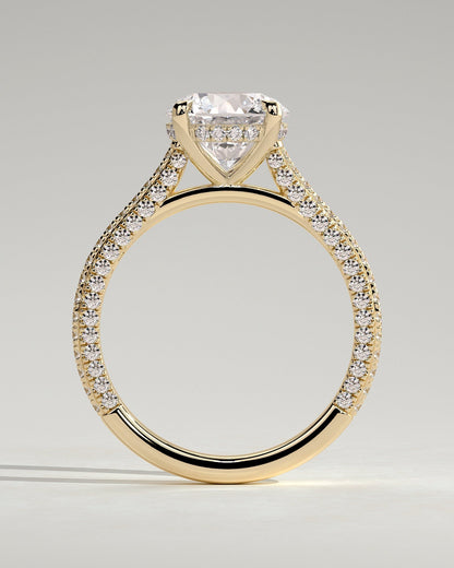 Round Halo, Pave & Split Shank Engagement Ring – 1.93 CT Lab Grown Diamond