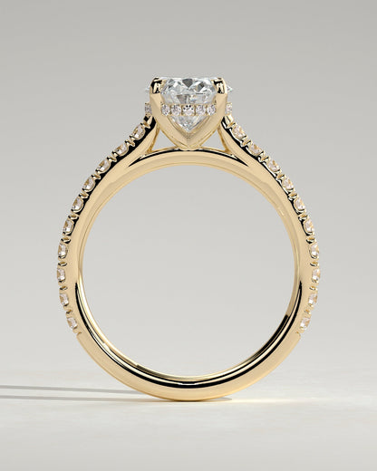 Round Halo, Pave & Split Shank Engagement Ring – 1.93 CT Lab Grown Diamond