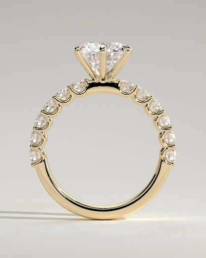 Round Halo, Pave & Split Shank Engagement Ring – 1.93 CT Lab Grown Diamond