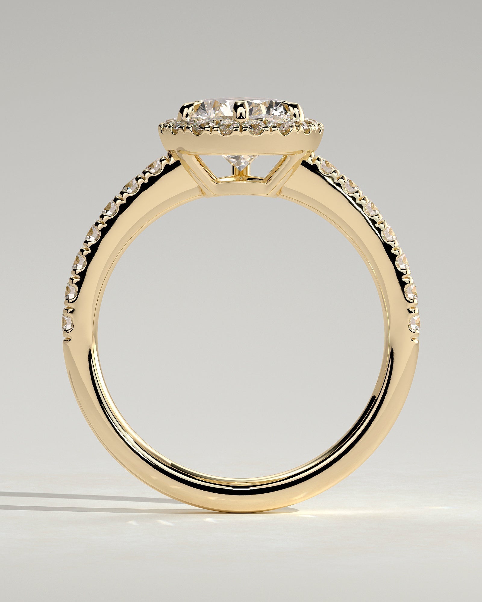 Round Halo, Pave & Split Shank Engagement Ring – 1.93 CT Lab Grown Diamond