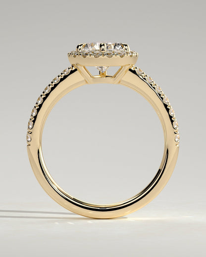Round Halo, Pave & Split Shank Engagement Ring – 1.93 CT Lab Grown Diamond