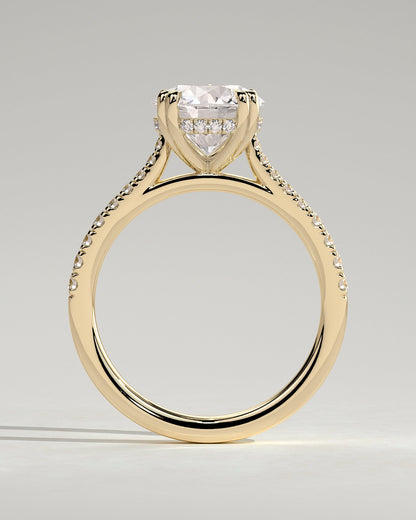 Round Halo, Pave & Split Shank Engagement Ring – 1.93 CT Lab Grown Diamond