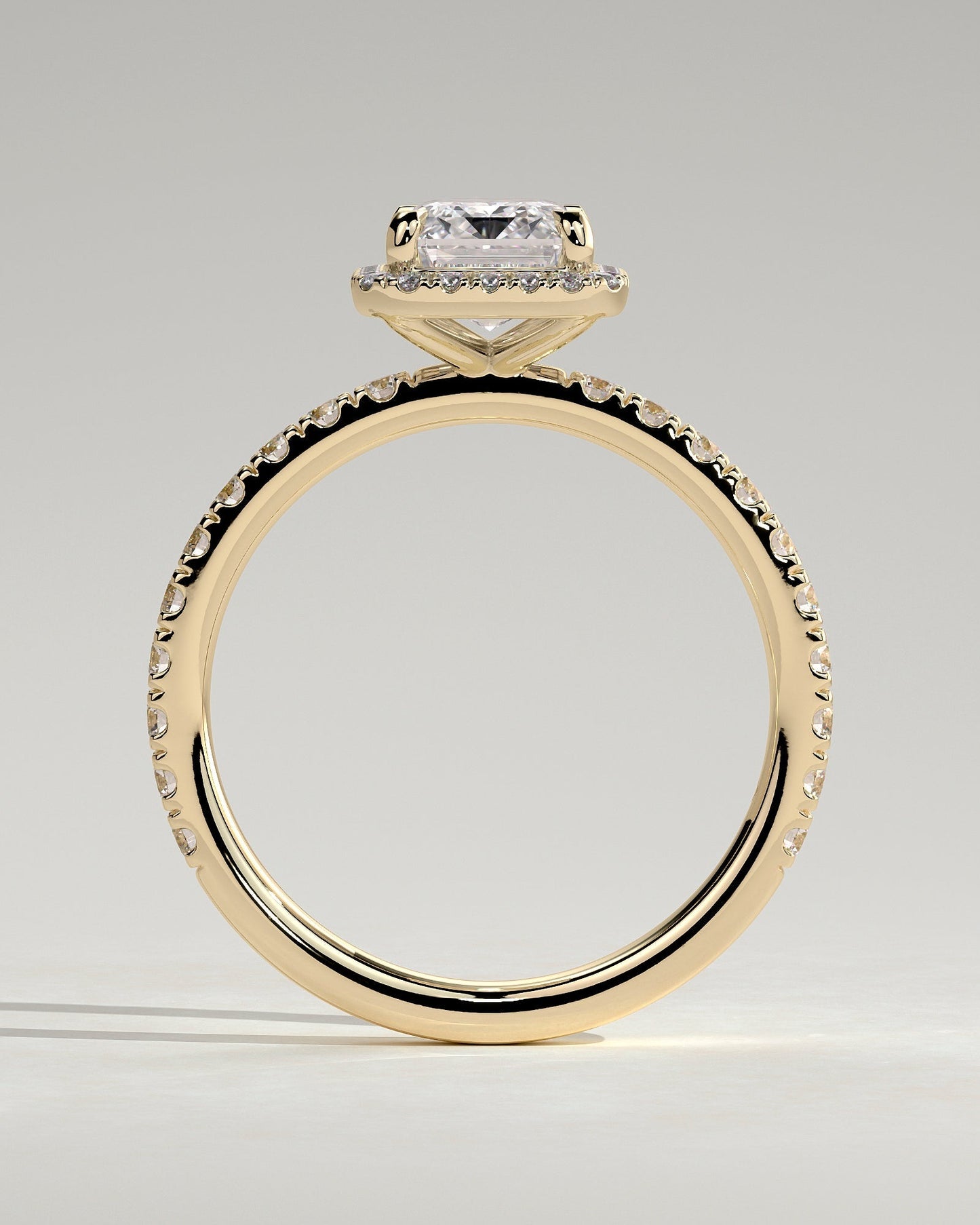 Round Halo, Pave & Split Shank Engagement Ring – 1.93 CT Lab Grown Diamond