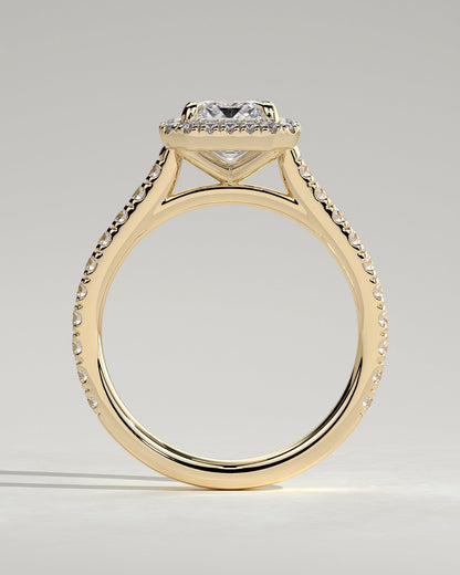 Round Halo, Pave & Split Shank Engagement Ring – 1.93 CT Lab Grown Diamond