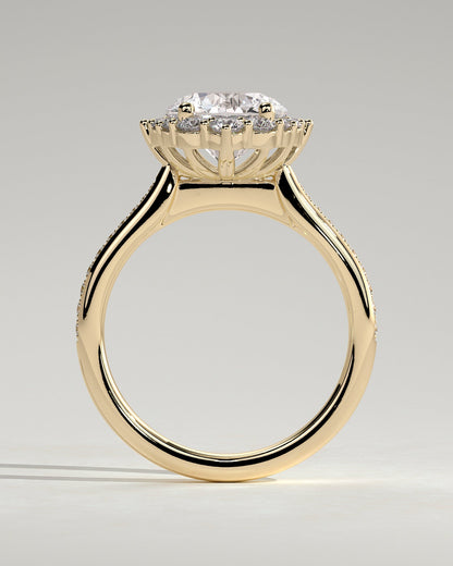 Round Halo, Pave & Split Shank Engagement Ring – 1.93 CT Lab Grown Diamond