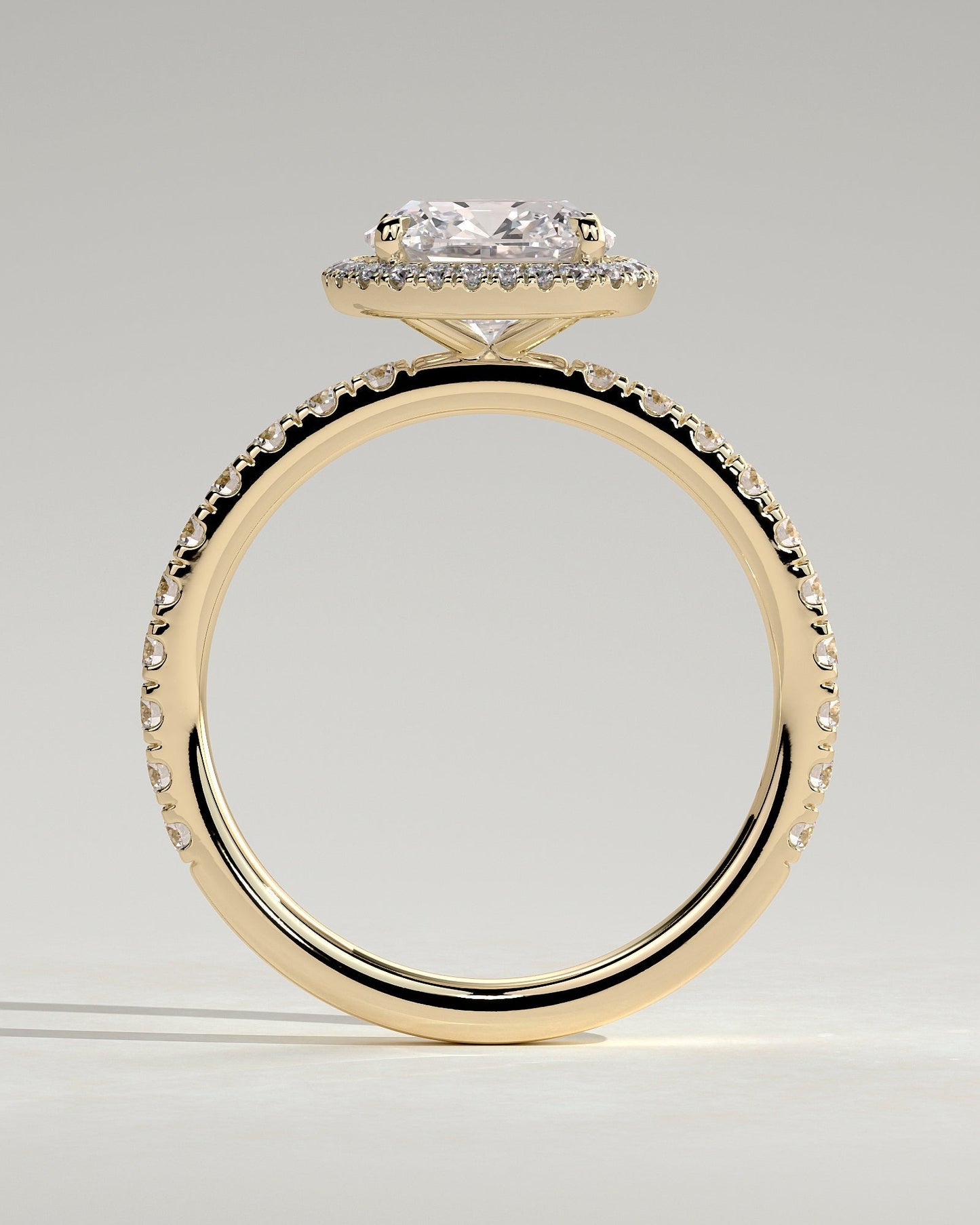 Round Halo, Pave & Split Shank Engagement Ring – 1.93 CT Lab Grown Diamond