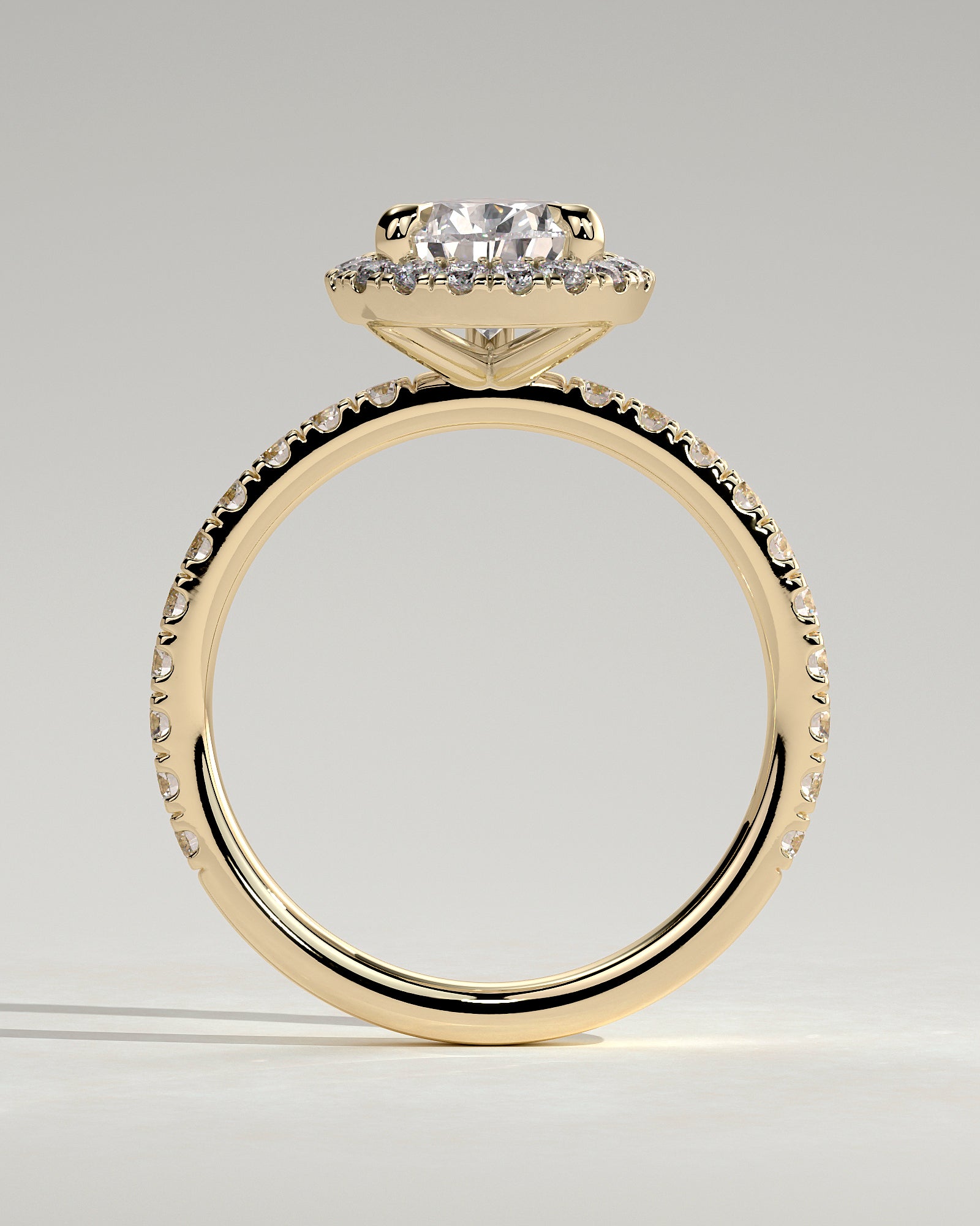 Round Halo, Pave & Split Shank Engagement Ring – 1.93 CT Lab Grown Diamond