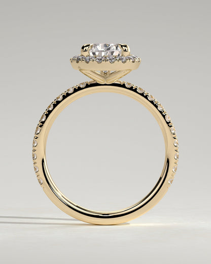 Round Halo, Pave & Split Shank Engagement Ring – 1.93 CT Lab Grown Diamond