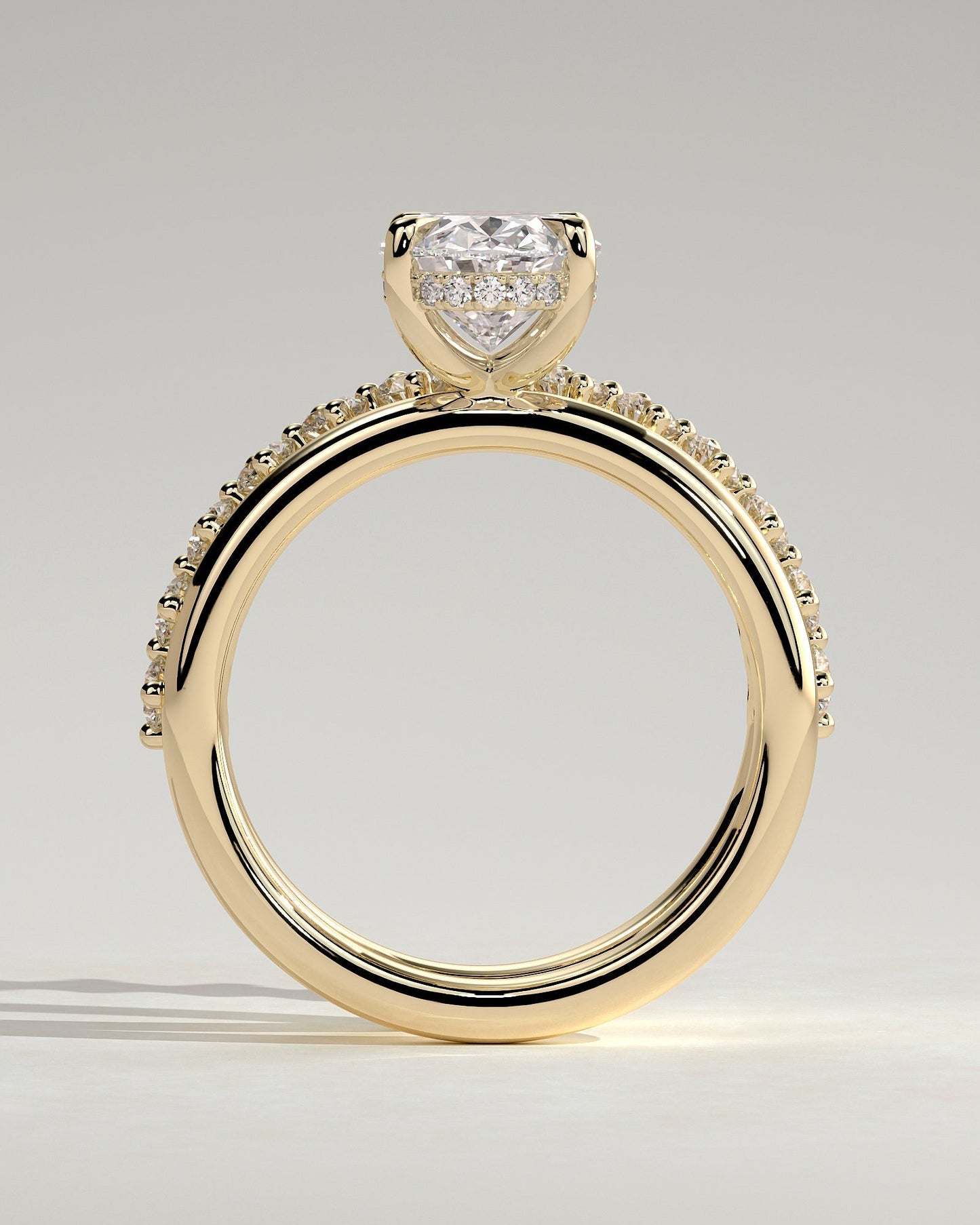Round Halo, Pave & Split Shank Engagement Ring – 1.93 CT Lab Grown Diamond