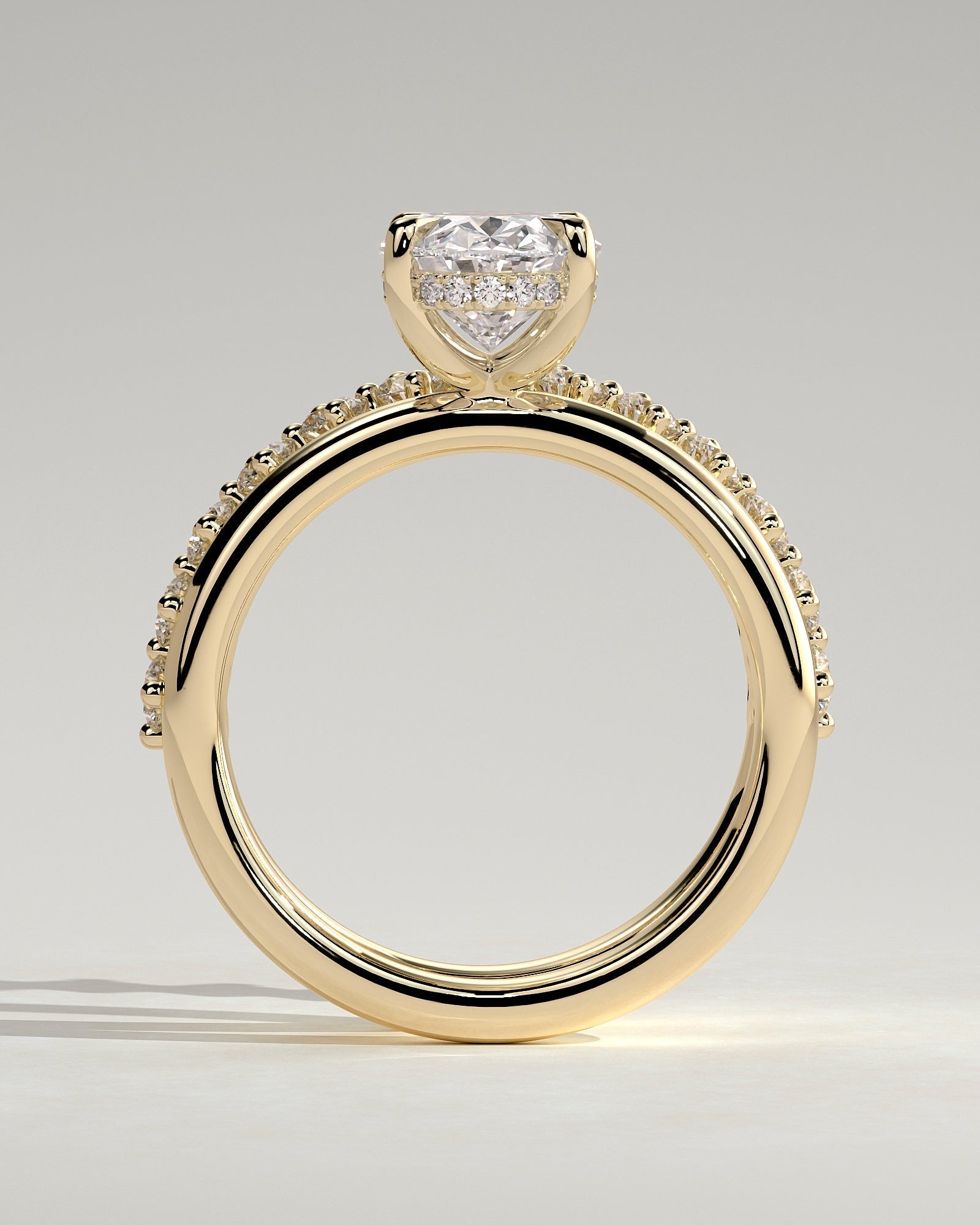 Round Halo, Pave & Split Shank Engagement Ring – 1.93 CT Lab Grown Diamond