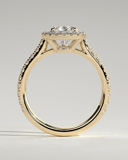 Round Halo, Pave & Split Shank Engagement Ring – 1.93 CT Lab Grown Diamond
