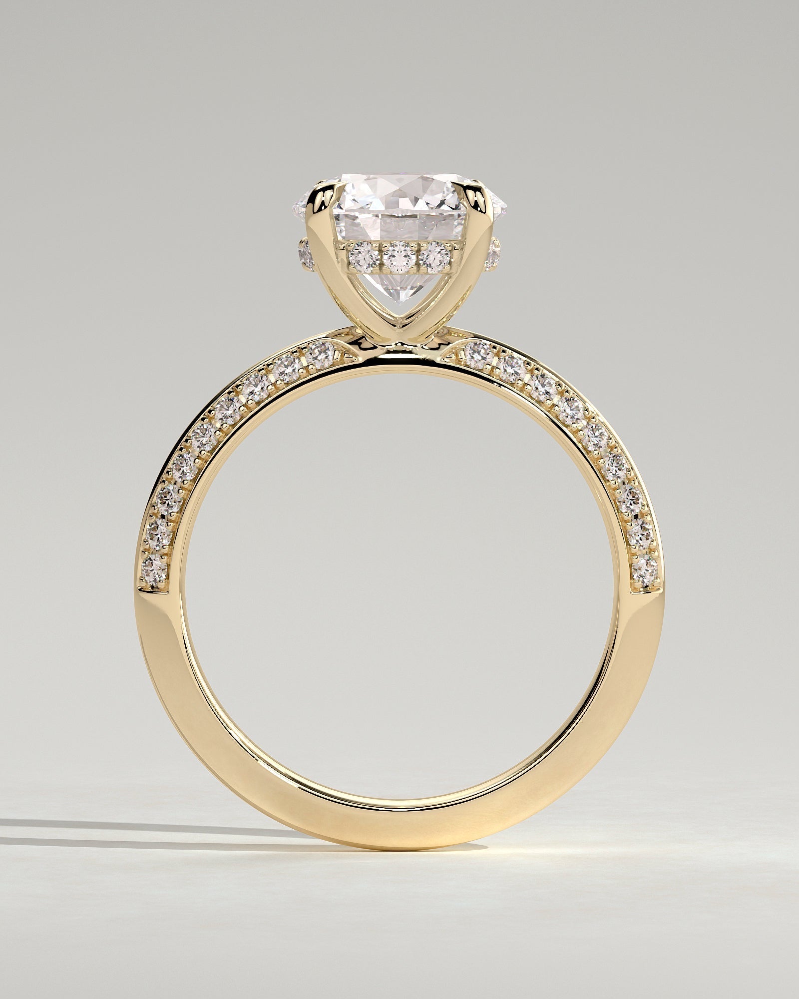 Round Halo, Pave & Split Shank Engagement Ring – 1.93 CT Lab Grown Diamond