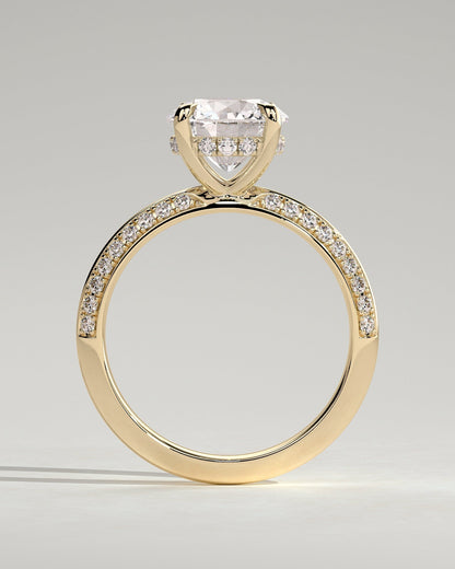 Round Halo, Pave & Split Shank Engagement Ring – 1.93 CT Lab Grown Diamond