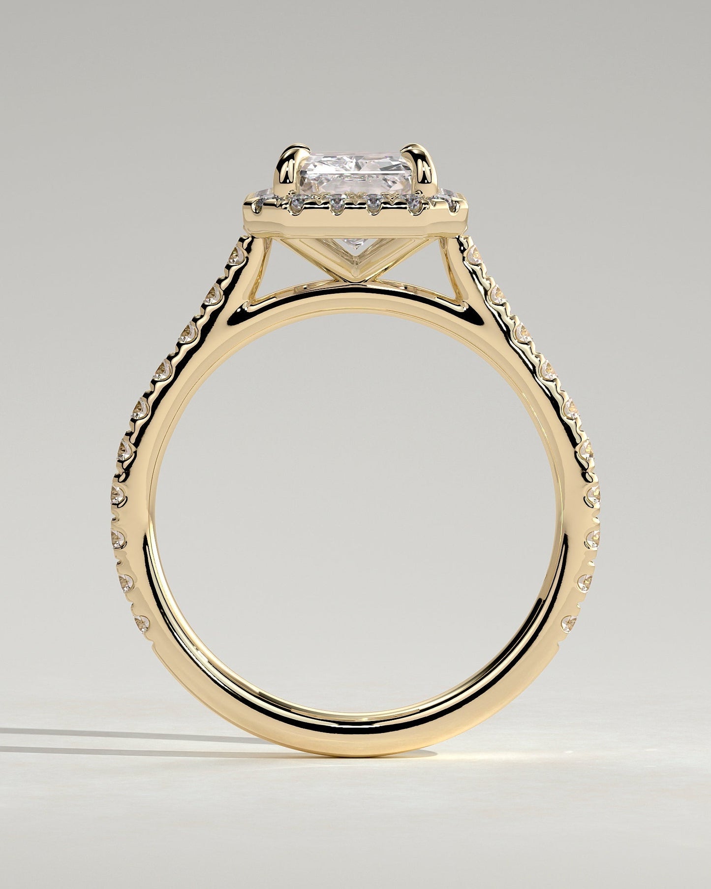 Round Halo, Pave & Split Shank Engagement Ring – 1.93 CT Lab Grown Diamond