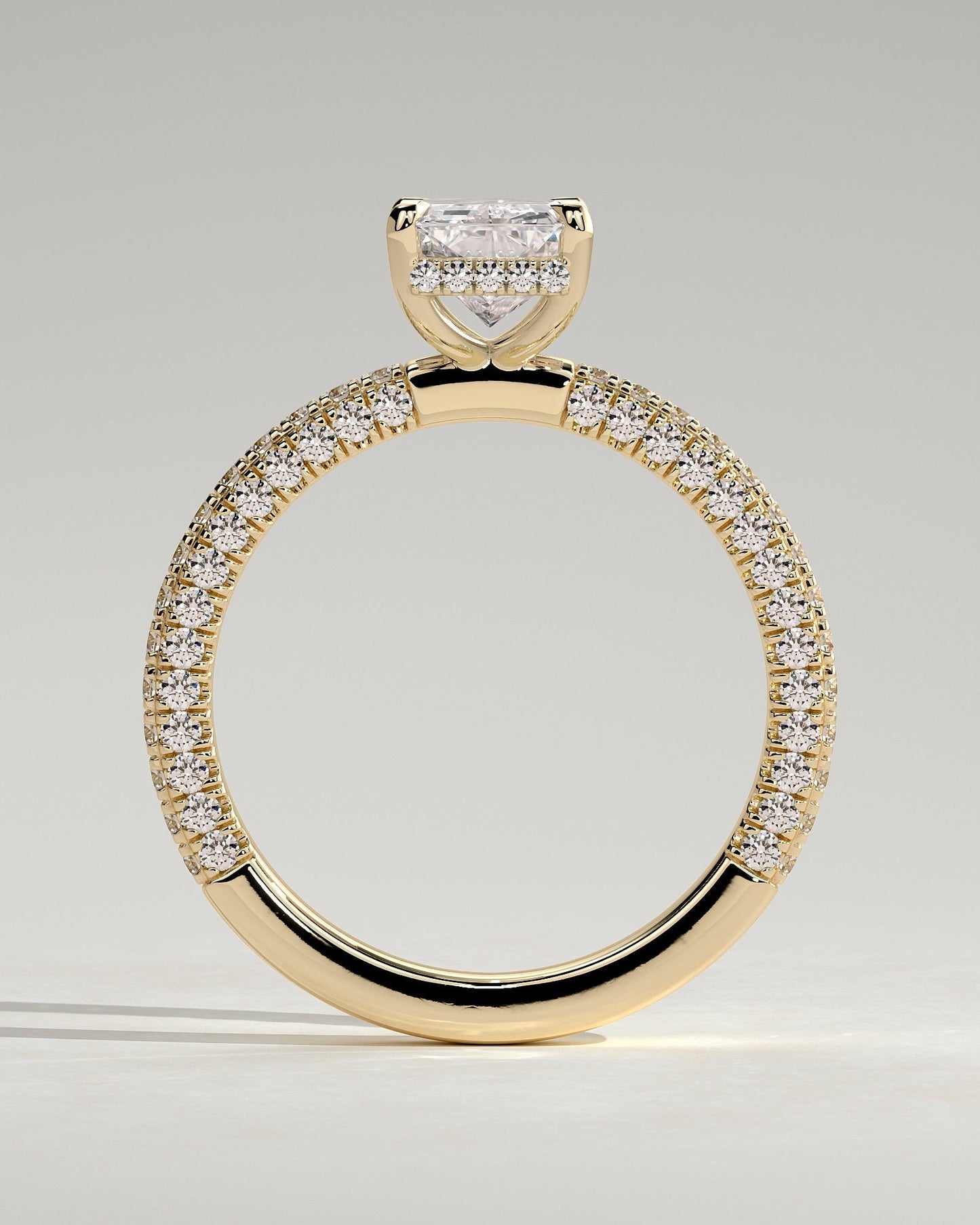 Round Halo, Pave & Split Shank Engagement Ring – 1.93 CT Lab Grown Diamond