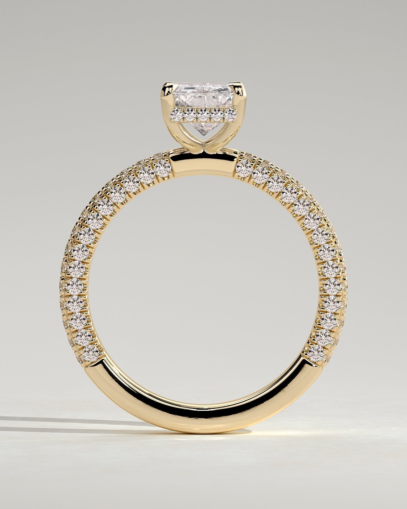 Round Halo, Pave & Split Shank Engagement Ring – 1.93 CT Lab Grown Diamond