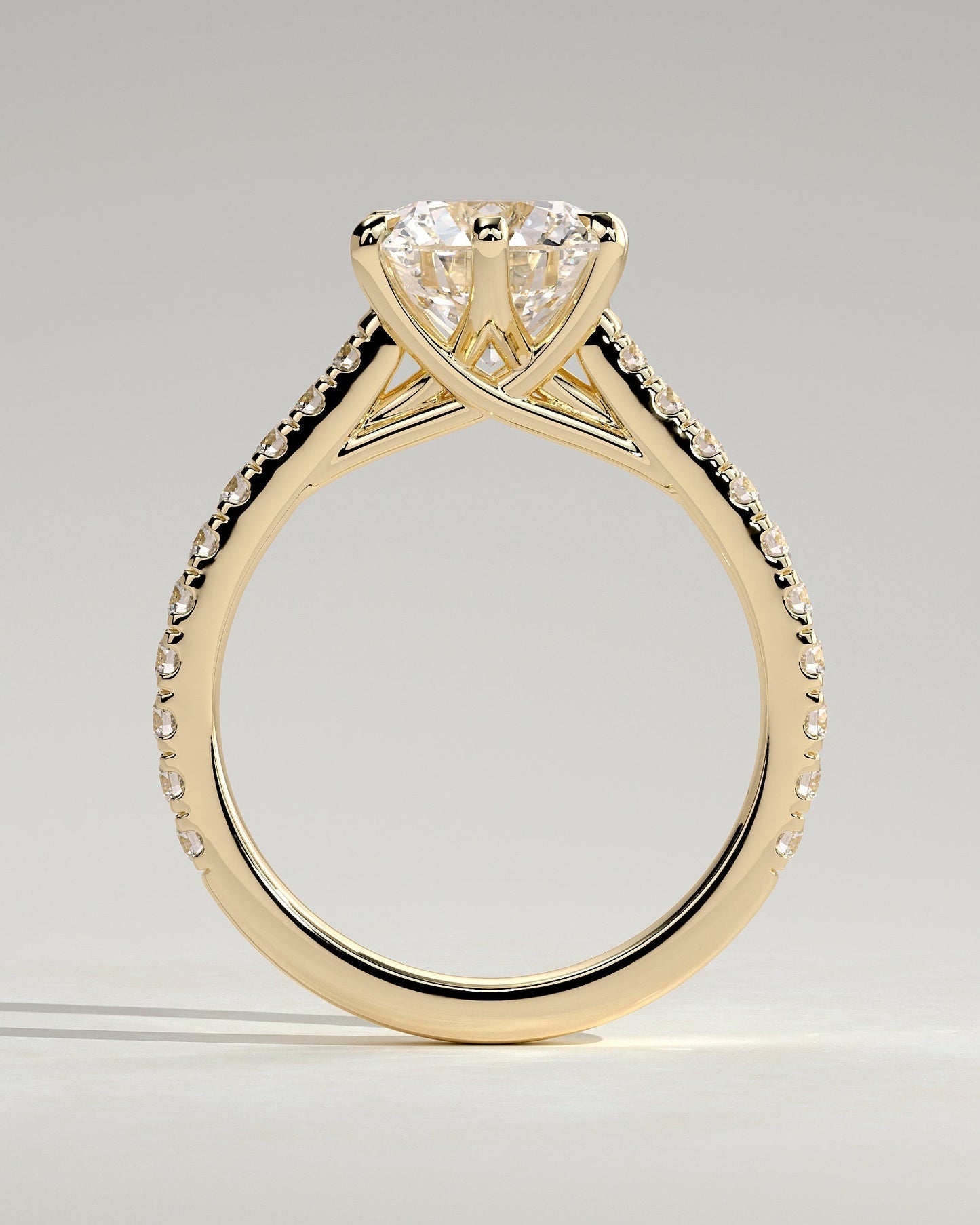 Round Halo, Pave & Split Shank Engagement Ring – 1.93 CT Lab Grown Diamond
