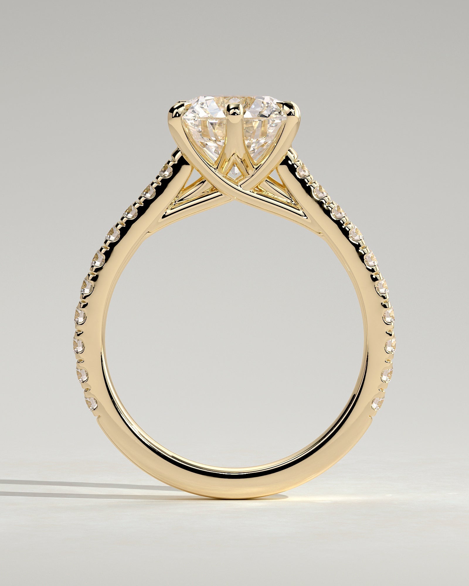 Round Halo, Pave & Split Shank Engagement Ring – 1.93 CT Lab Grown Diamond
