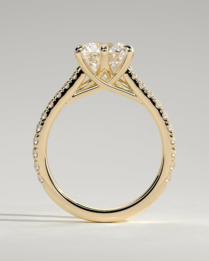 Round Halo, Pave & Split Shank Engagement Ring – 1.93 CT Lab Grown Diamond