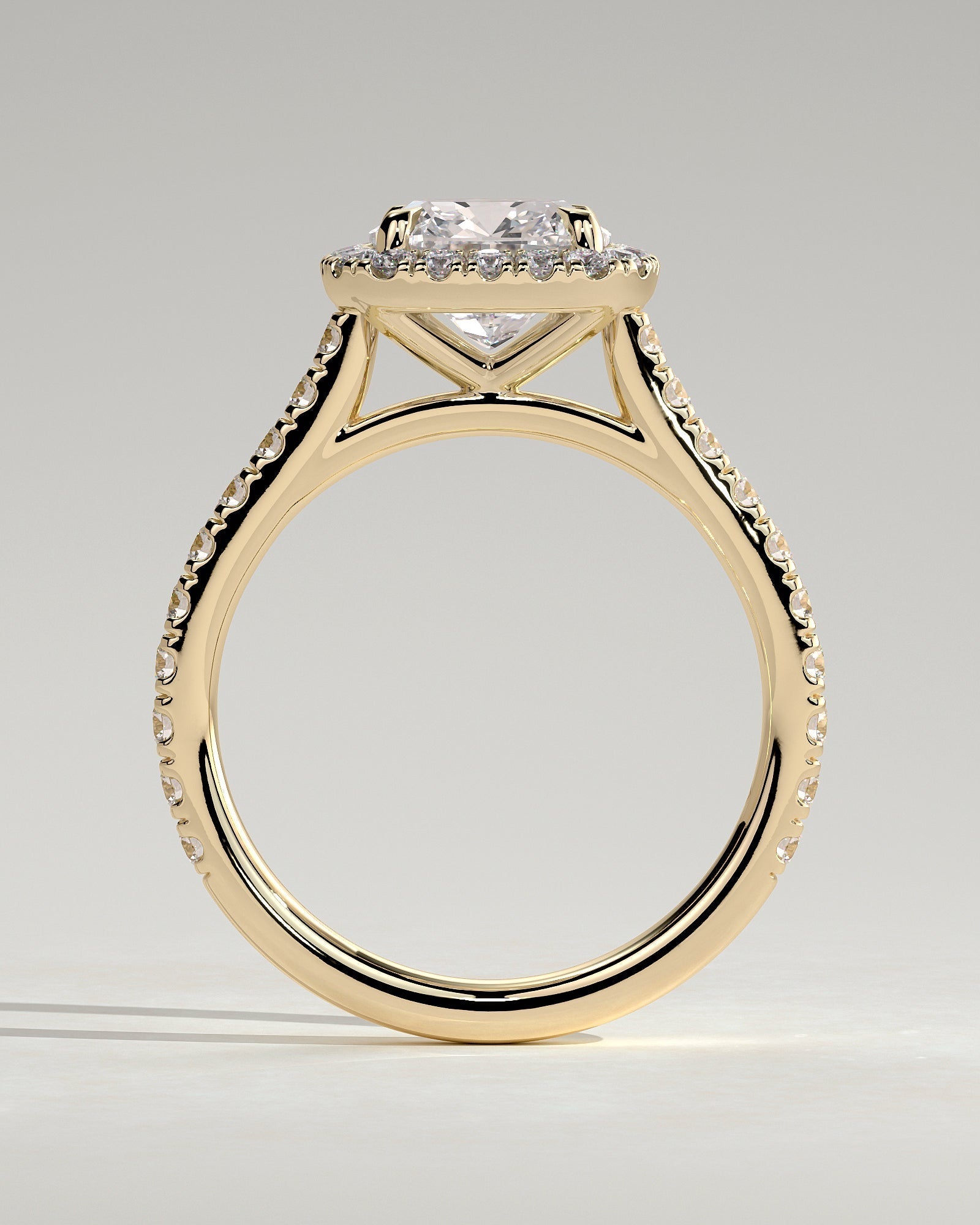 Round Halo, Pave & Split Shank Engagement Ring – 1.93 CT Lab Grown Diamond