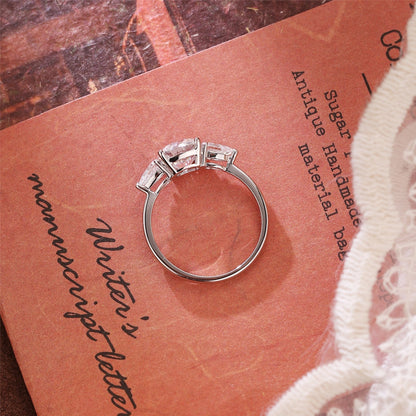 Stunning 1.0 CT Cushion Cut Moissanite Engagement Ring with Three Stone Design 3