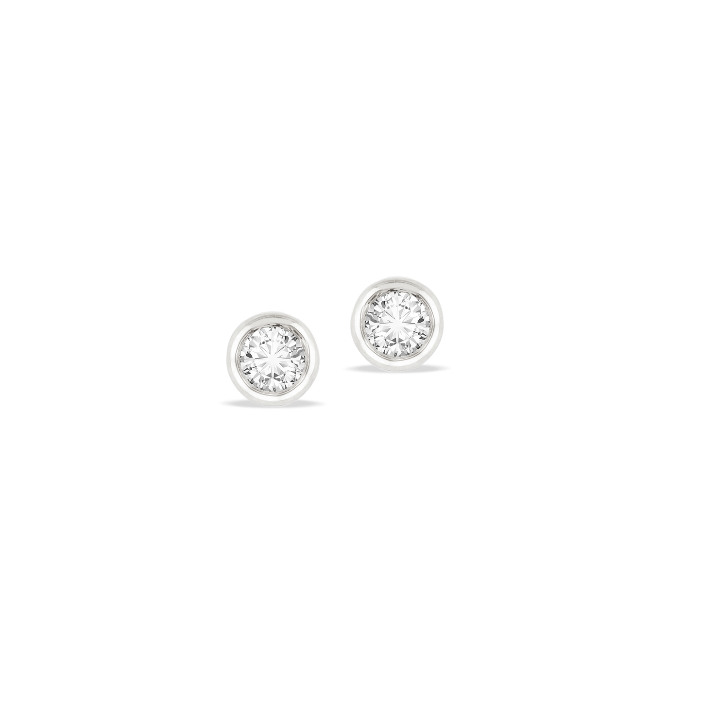 0.20 TCW Round Cut Moissanite Bezel Stud Earrings in Gold 2