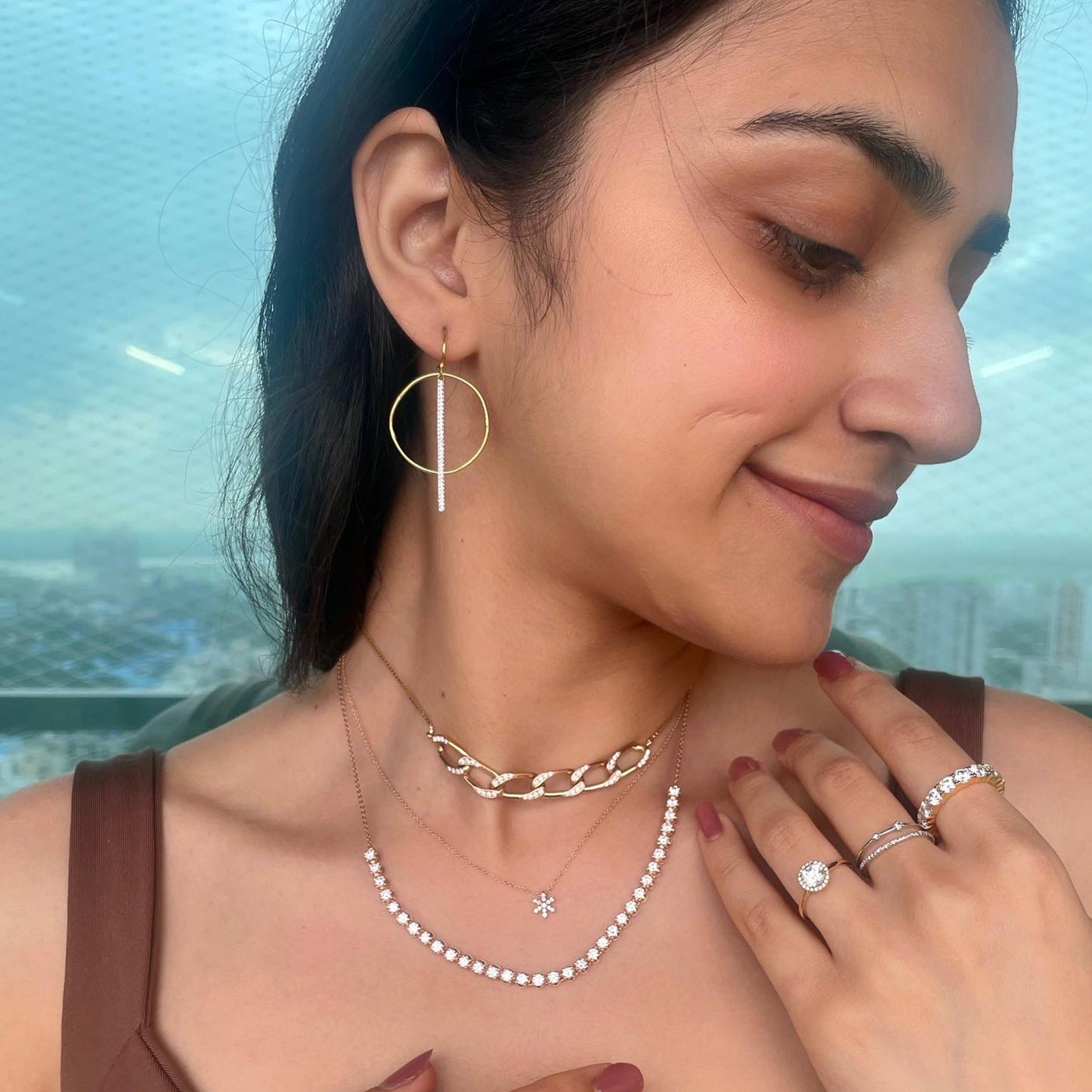 0.70 TCW Round Moissanite Diamond Floral Pendant Necklace in Solid Gold 3