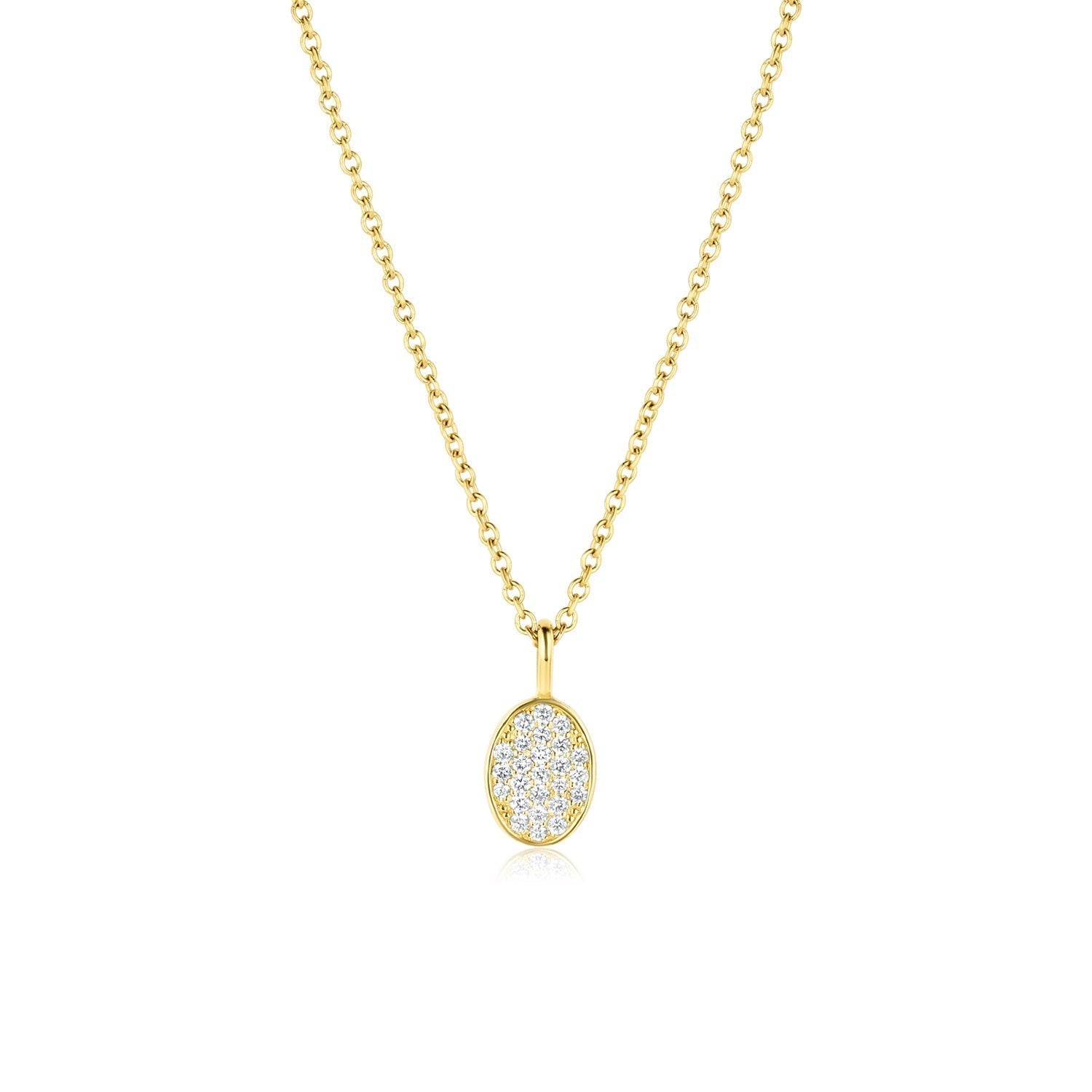 0.20 CT Round Moissanite Diamond Oval Pendant Necklace in Solid Gold 1