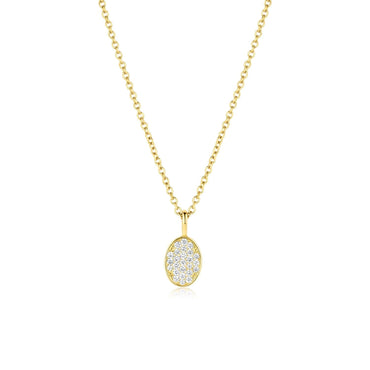 0.20 CT Round Moissanite Diamond Oval Pendant Necklace in Solid Gold 1