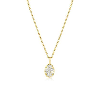 0.20 CT Round Moissanite Diamond Oval Pendant Necklace in Solid Gold 1