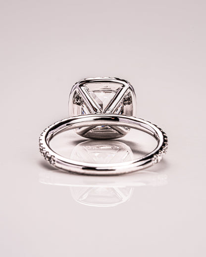 1.80 CT Cushion Cut Halo Lab Grown Diamond Engagement Ring With Pave Setting
