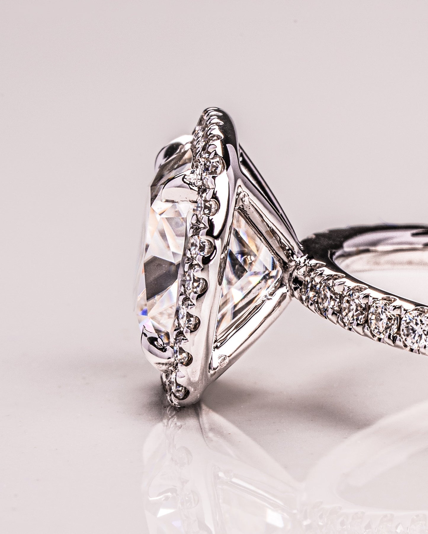 1.80 CT Cushion Cut Halo Lab Grown Diamond Engagement Ring With Pave Setting