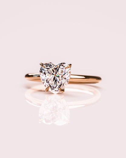 2.0 CT Heart Cut Solitaire Lab Grown Diamond Engagement Ring